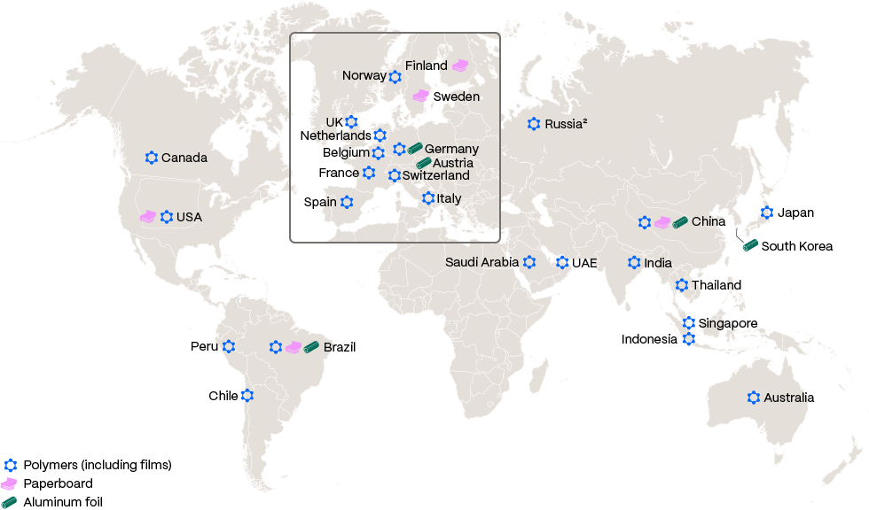 Where our A-materials come from (World map)